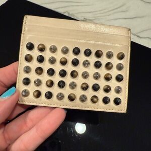 Christian Louboutin Cream and Black Studded Card Holder